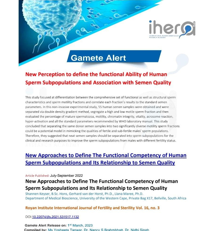 Study on human sperm subpopulations and their relationship to semen quality.